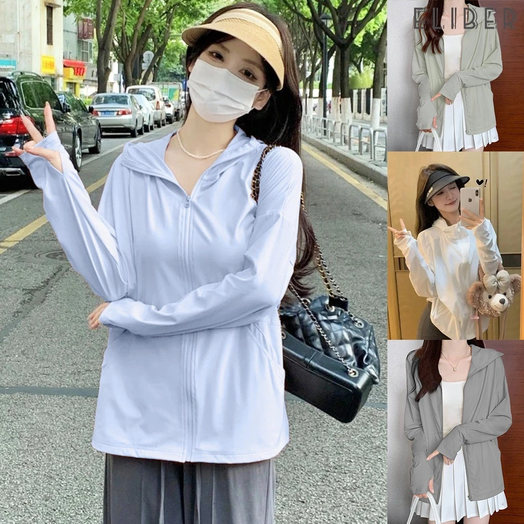 ELIBER- SẴN HÀNG - Áo Khoác Chống Nắng Nữ Form Rộng - Vải Mát Lạnh Chống UV / Thiết Kế Mới 2025 Thoáng Khí Mỏng Nhẹ
