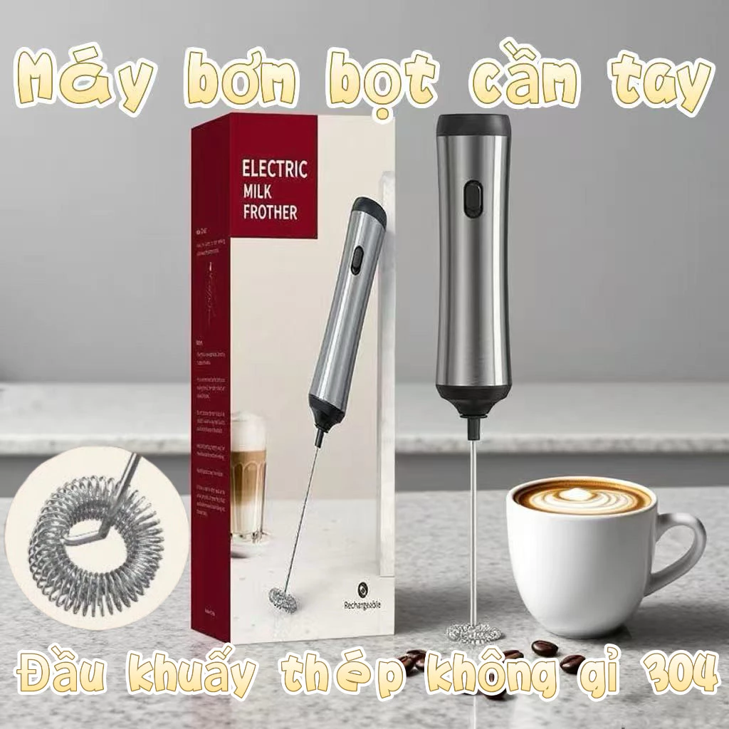 Máy đánh bọt cà phê điện Clinton công suất 6W kèm giá treo sạc USB chất liệu inox 304 chất lượng Đức