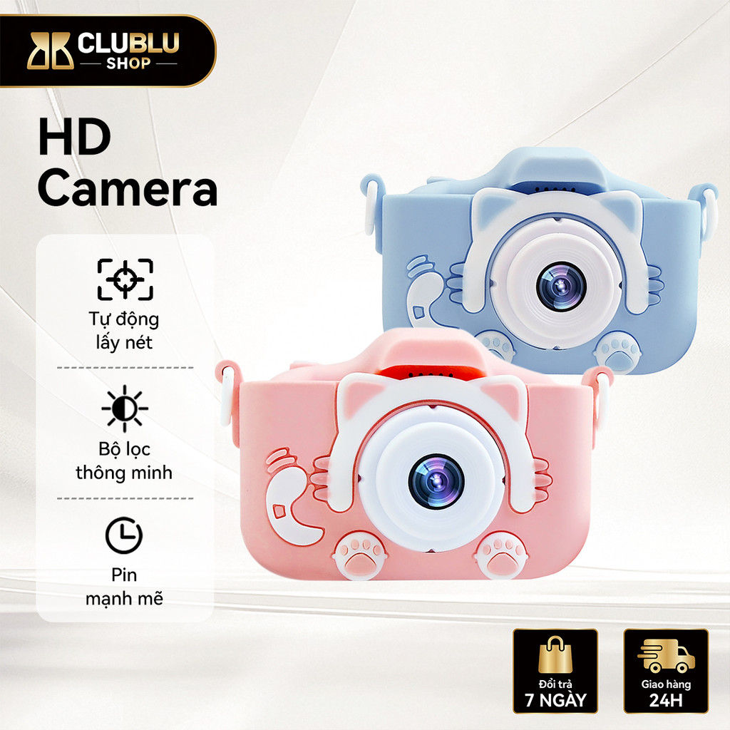 CLUBLU Máy Ảnh Kỹ Thuật Số Mini Mèo Camera-007 Cute Chụp Ảnh Quay Video Game…