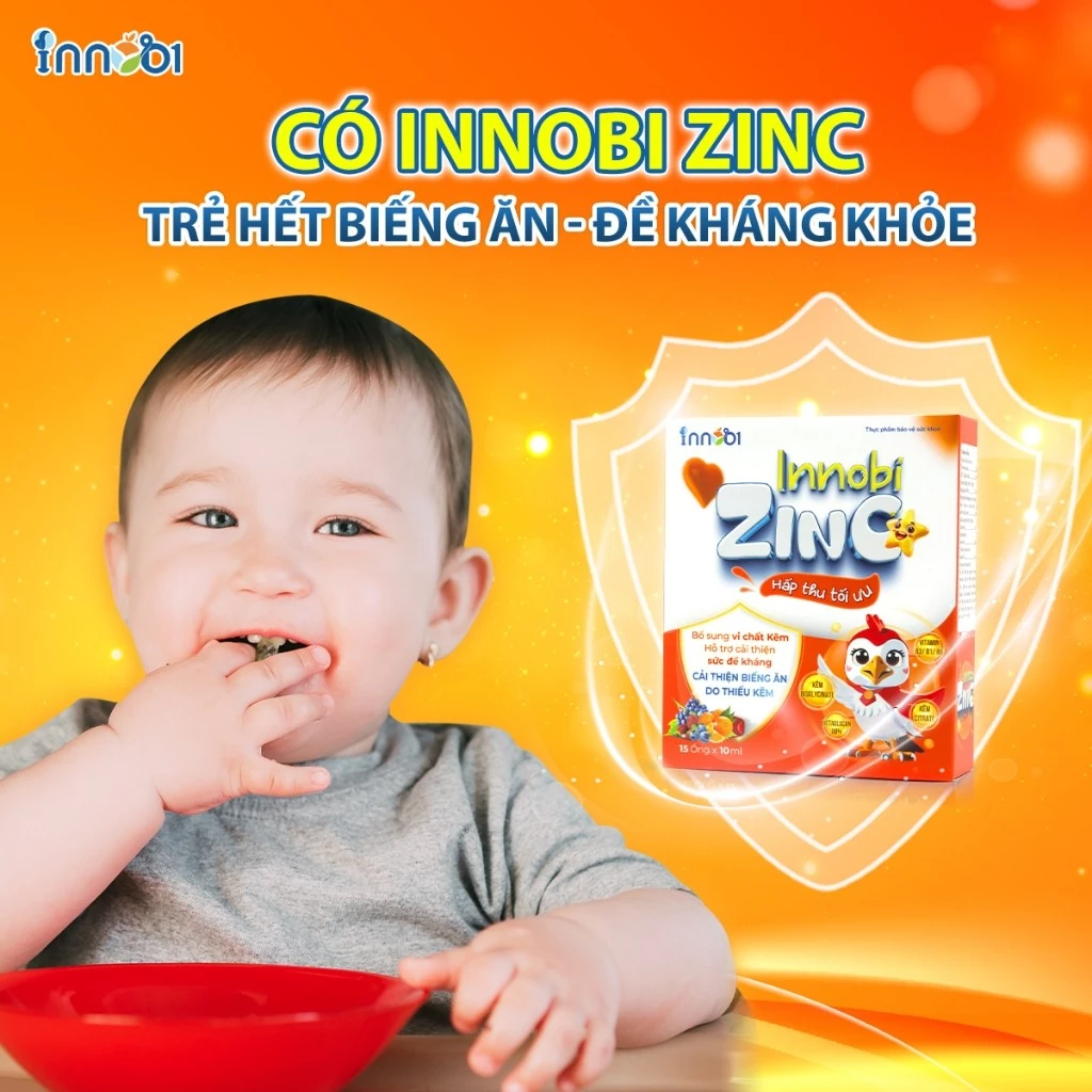 💊 Kẽm Innobi ZinC Chính Hãng – Hộp 15 Ống x 10ml, Hỗ Trợ Ăn Ngon, Bổ Sung Kẽm, Tăng Miễn Dịch Cho Bé