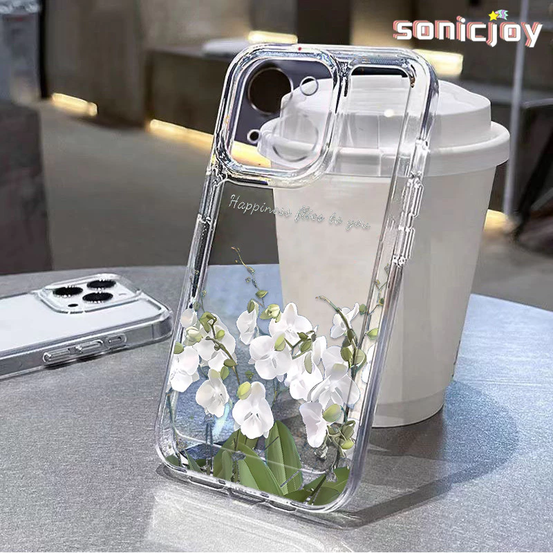 Ốp Điện Thoại Hoa Lan Bướm Thích Hợp Cho IPhone 11 12 13 14 15 16 Pro Max X XR XS Max 7Plus 8Plus Ốp Silicon Trong Suốt Thời Trang-SY
