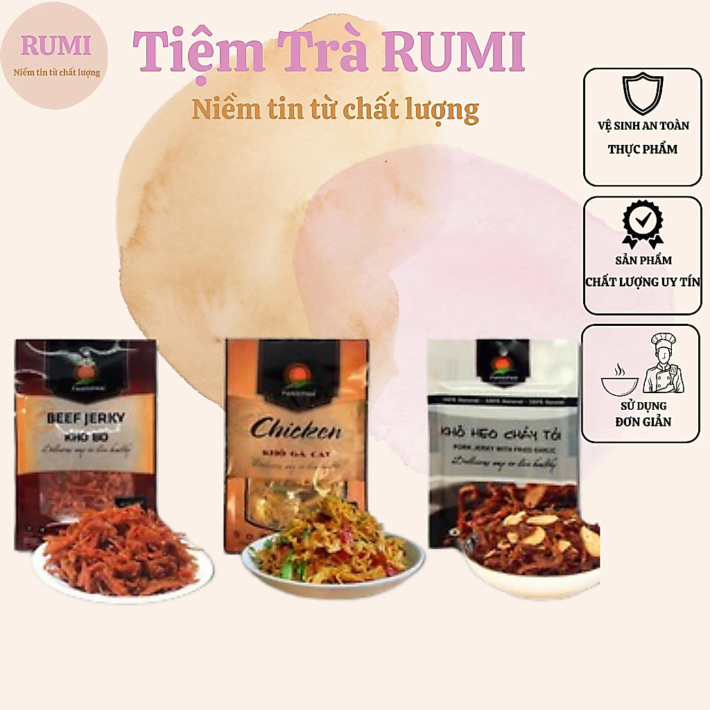 [Combo 10 Gói  ] Khô Bò, khô gà, khô heo Sợi 50g Fansipan An Toàn Vệ Sinh Thực Phẩm