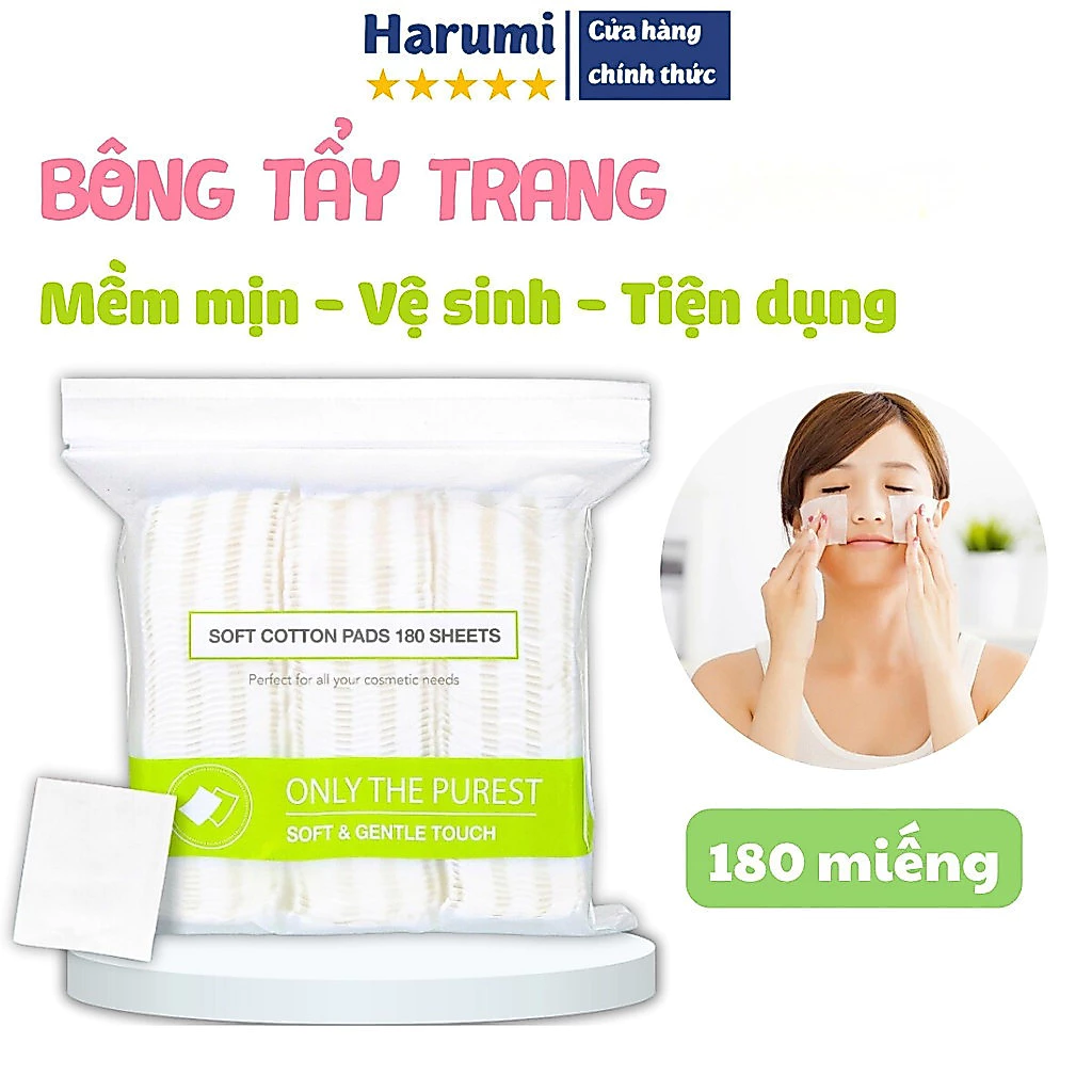 Bông Tẩy Trang GINZASIX Nhật Bản 180 Miếng Siêu Mềm Mại, Siêu Dai, Bông Tẩy Trang Làm Sạch Sâu