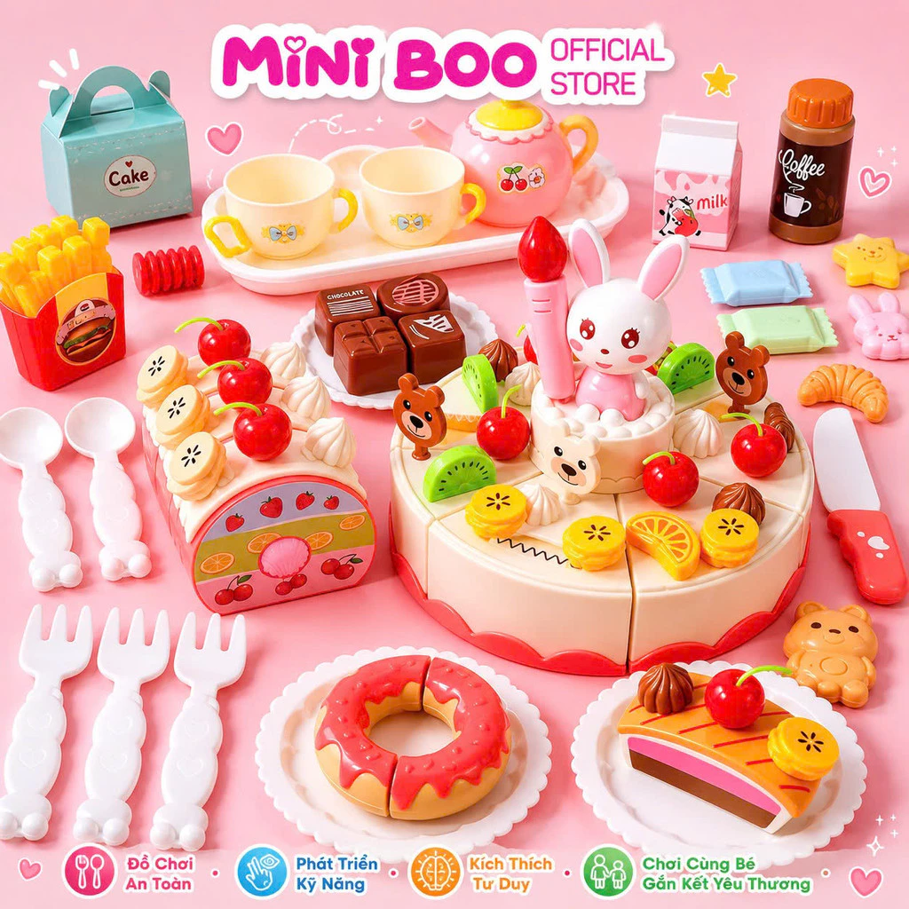 Đồ Chơi Cắt Bánh Sinh Nhật Loại Lớn 85 Chi Tiết Kèm Nhạc và Đèn Đồ Chơi Sinh Nhật Cho Bé  Little Boo
