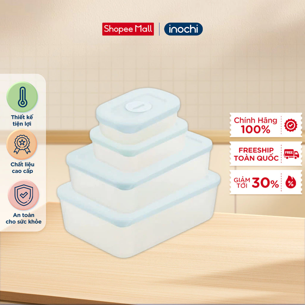Bộ 4 hộp thực phẩm Hokkaido Inochi trữ đông, dung tích 290-900-2500-3600ml (giao màu ngẫu nhiên)