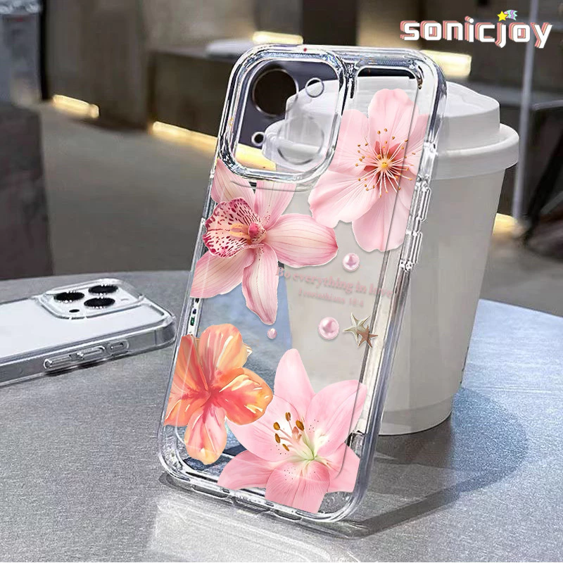 Ốp Điện Thoại Bốn Màu Hồng Sáng Huyệt Thích Hợp Cho IPhone 11 12 13 14 15 16 Pro Max X XR XS Max 7Plus 8Plus Ốp Silicon Trong Suốt Thời Trang-SY