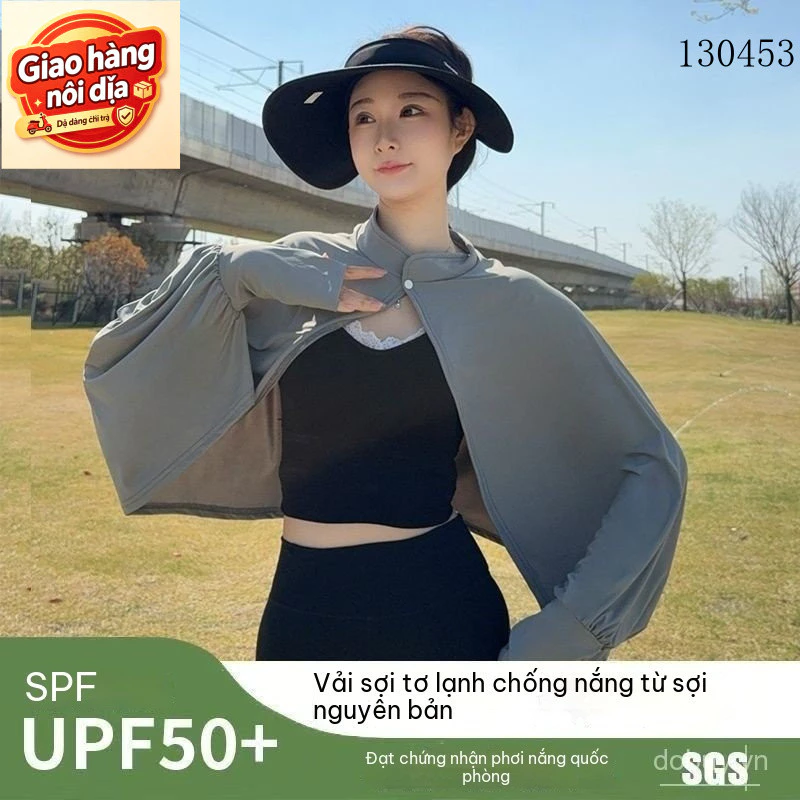 Giao hàng nội địa từ Việt Nam Quần áo bảo vệ nắng bằng lụa lạnh cho phụ nữ, mùa hè mới, bảo vệ UV, bán chạy, khăn choàng đa năng siêu tiên cho đạp xe, áo khoác ngoài che nắng