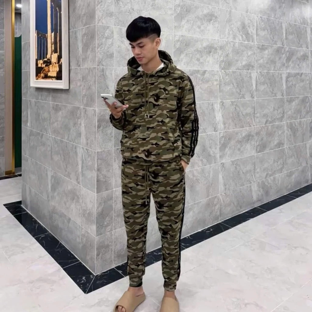 Bộ Quần Áo Hoodie Rằn Ri , Logo Thêu , Chất Nỉ Bông Nam Nữ Menswear Hàng QC hottrend