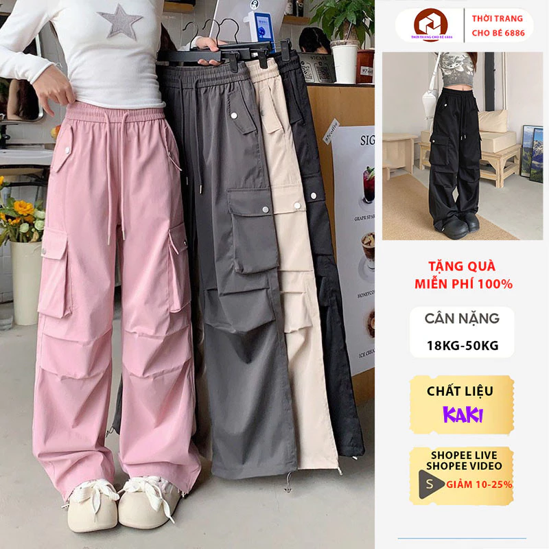 Quần bé gái, quần túi hộp ống suông cho bé gái từ 18-52kg, vải kaki mẫu THC, quần đi học bé gái, quần dài cho bé gái