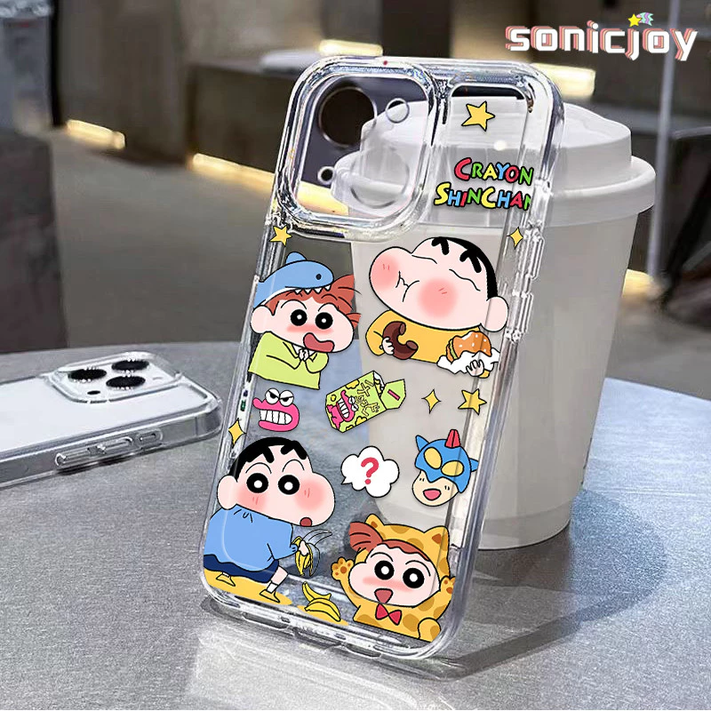 Ốp Điện Thoại Snack Shin-chan Thích Hợp Cho IPhone 11 12 13 14 15 16 Pro Max X XR XS Max 7Plus 8Plus Ốp Silicon Trong Suốt Thời Trang-SY