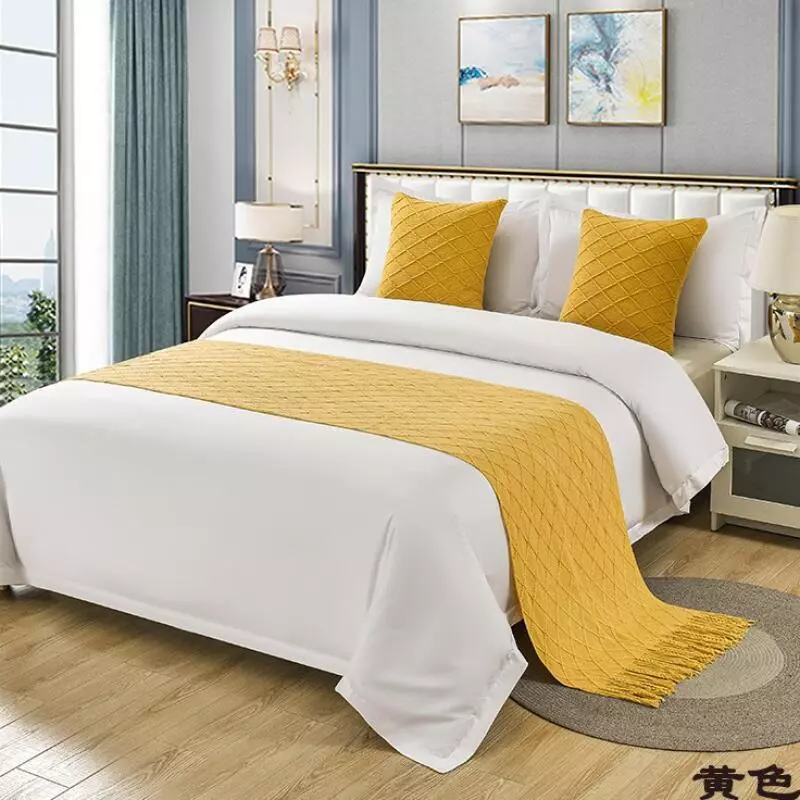 Khăn quàng đầu giường màu trơn đơn giản Bắc Âu, Khăn bảo vệ nắp đậy trang trí trải giường ném đầu giường, Trang trí chăn ga gối cho phòng ngủ Khách sạn Wedding Homestay, Vỏ gối bán riêng biệt, Fi