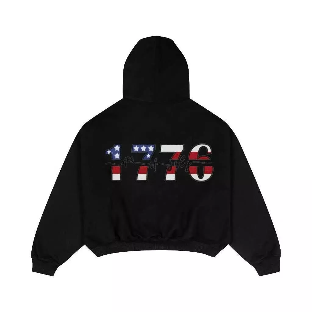 Áo Hoodie Zip Thêu 1776 Có Túi Trong Form Rộng Unisex – Áo Khoác Nỉ Có Mũ Oversize – Hoodie Hot Trend
