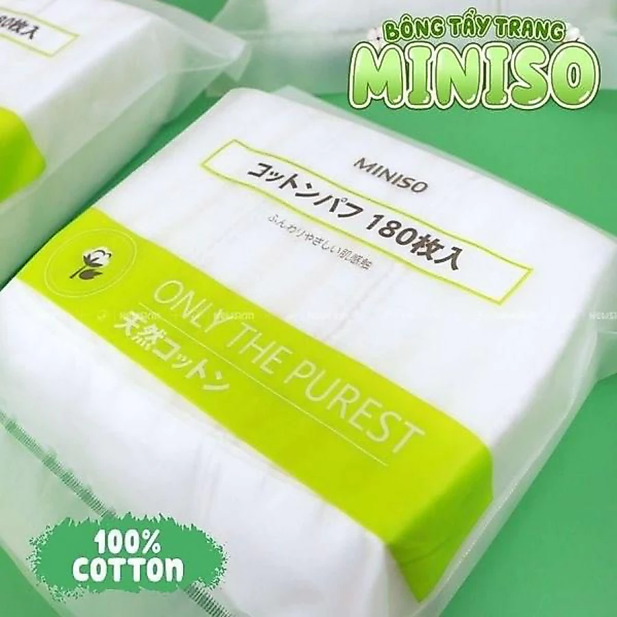 Combo 3 Gói Bông Tẩy Trang MINISO 180 Miếng - Mền mại - Siêu dai - An Toàn Cho Mọi Làn Da Gia Dụng Số 1 Việt Nam