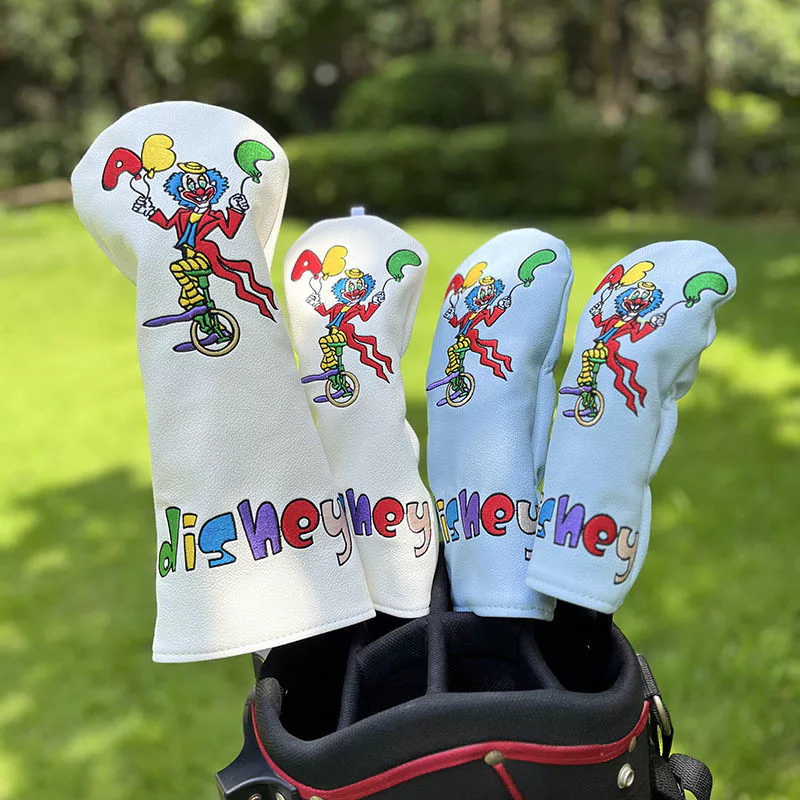 Câu Lạc Bộ Golf Bao Hoạt Hình Mới Câu Lạc Bộ Chú Hề Đầu Bao Bằng Gỗ Bộ Vỏ Bảo Vệ Câu Lạc Bộ Nắp Fairway Vỏ Gỗ