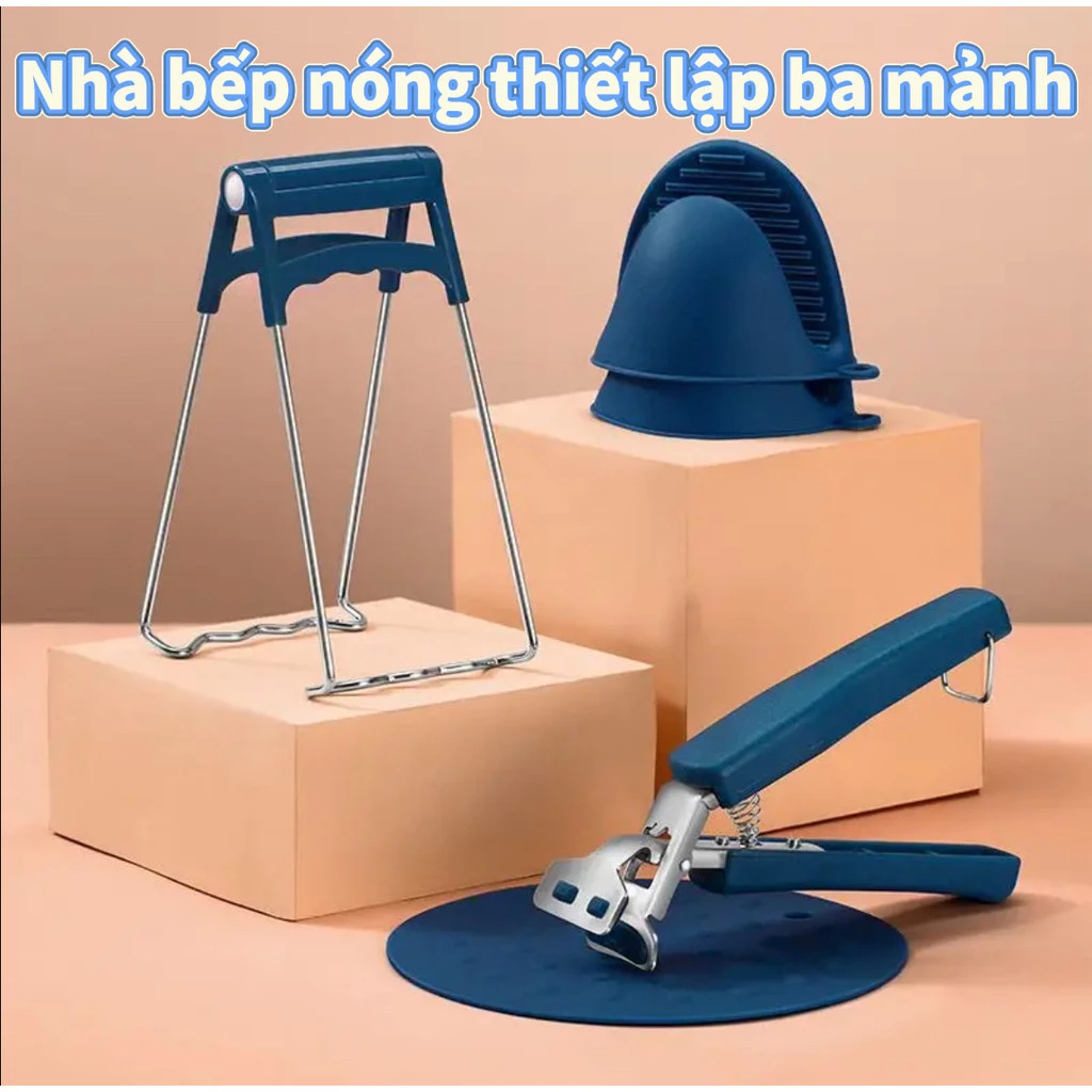 Nhiệt độ cao, dày chống bỏng kẹp, bàn tay chống trượt bàn bếp thiết lập ba mảnh
