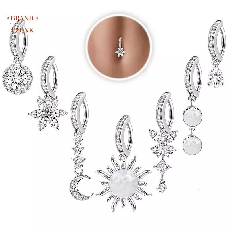 [INVN] Nút bụng bướm tinh tế thời trang Trang sức xuyên cơ thể gợi cảm dành cho nữ Zircon rốn Barbell Nhẫn bụng thời trang Quà tặng mới