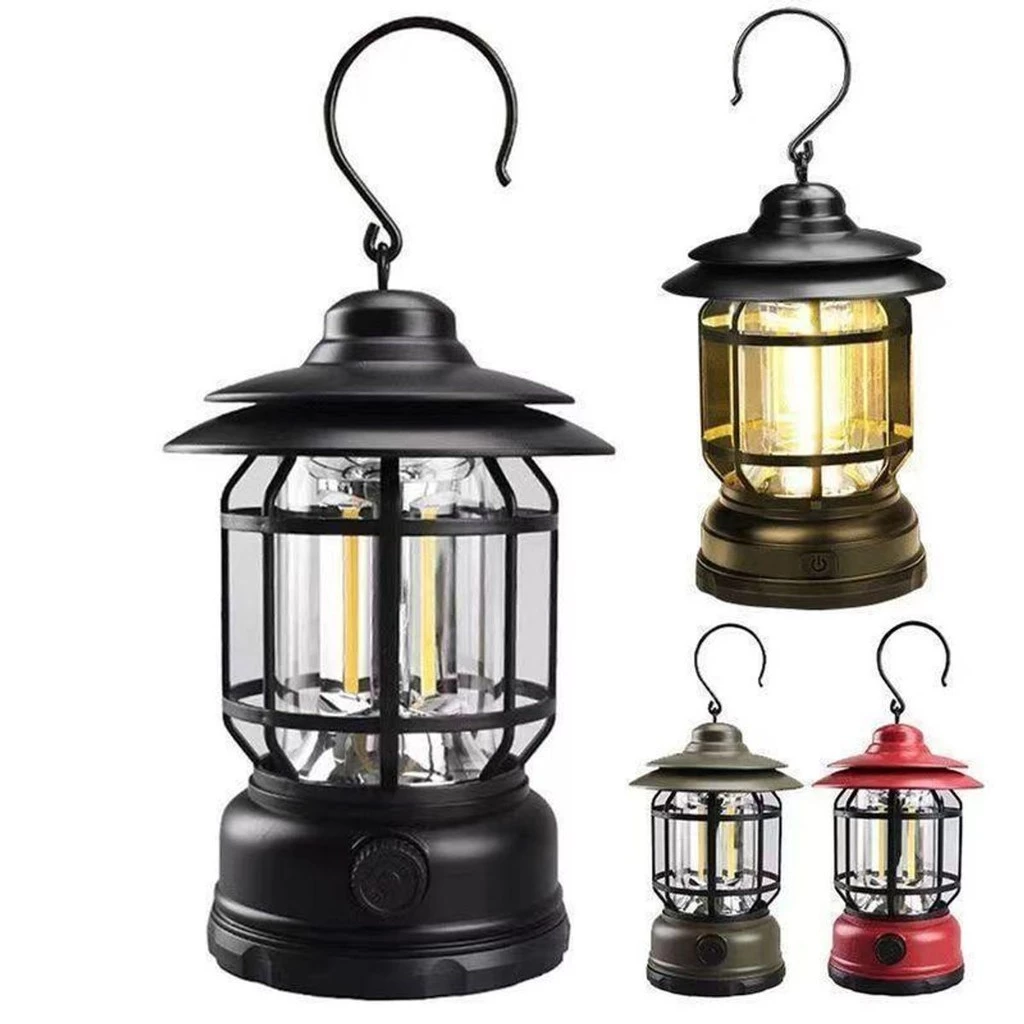 Đèn Retro Lamp, Đèn Camping, Dã Ngoại Sạc Nhanh Pin Trâu kèm móc treo đèn, dễ sử dụng - DCP03 Picnic Cắm Trại 98bg