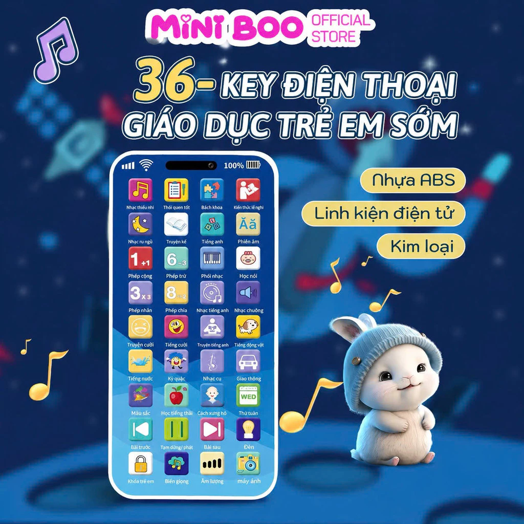 [LOẠI 1 TIẾNG VIỆT] Điện thoại đồ chơi trẻ em Nội dung giáo dục phong phú. Bài hát thiếu nhi Việt Nam Đèn LED MINI BOO