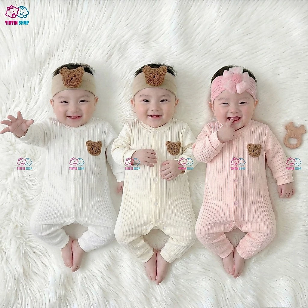 Bodysuit cho bé sơ sinh Body dài tay thun cotton Quảng Châu cho bé trai bé gái hàng xuất Hàn SLT30