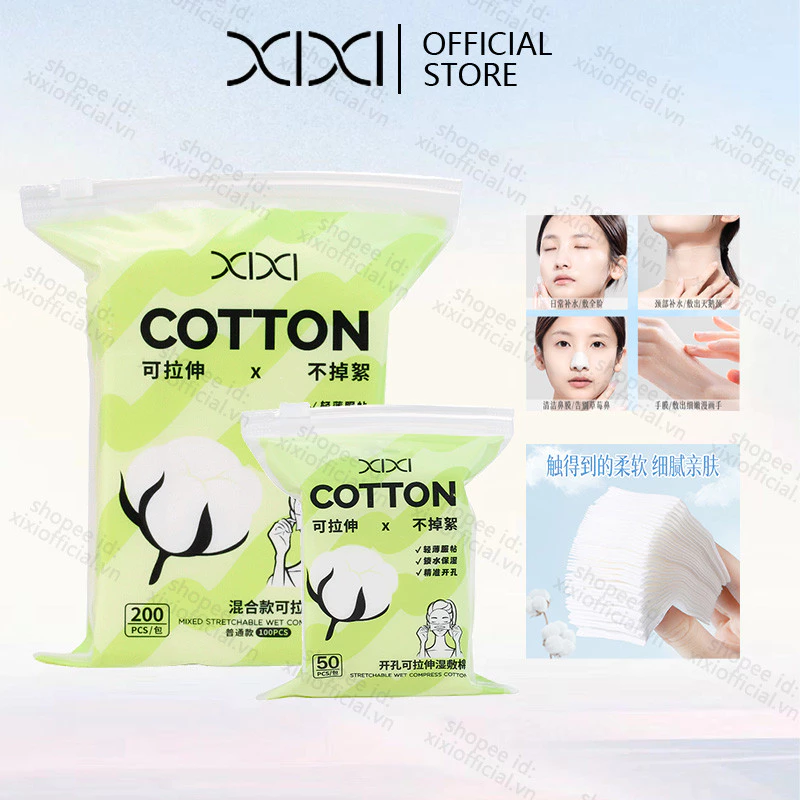 XIXI 200 / 50 Chiếc Cotton Nén Ướt Co Giãn Mềm Mại Và Thân Thiện Với Da Loại Mở Di Động Trang Điểm Cotton NO.GJ-207