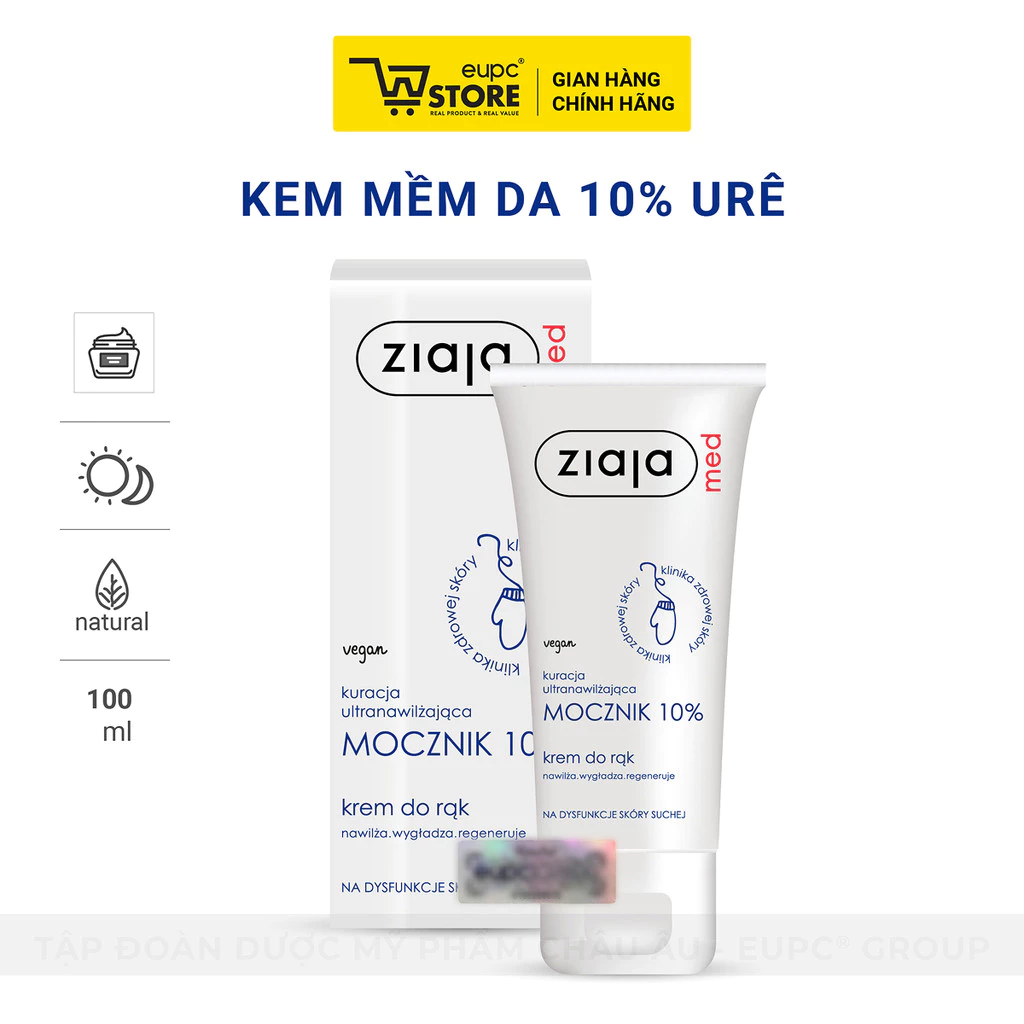 Kem Mềm Da 10% Urê Ziaja Med 100ml Giảm Khô Và Giảm Ngứa Nhanh, Hỗ Trợ Làm Bong Sừng, Bạt Vẩy EUPC STORE