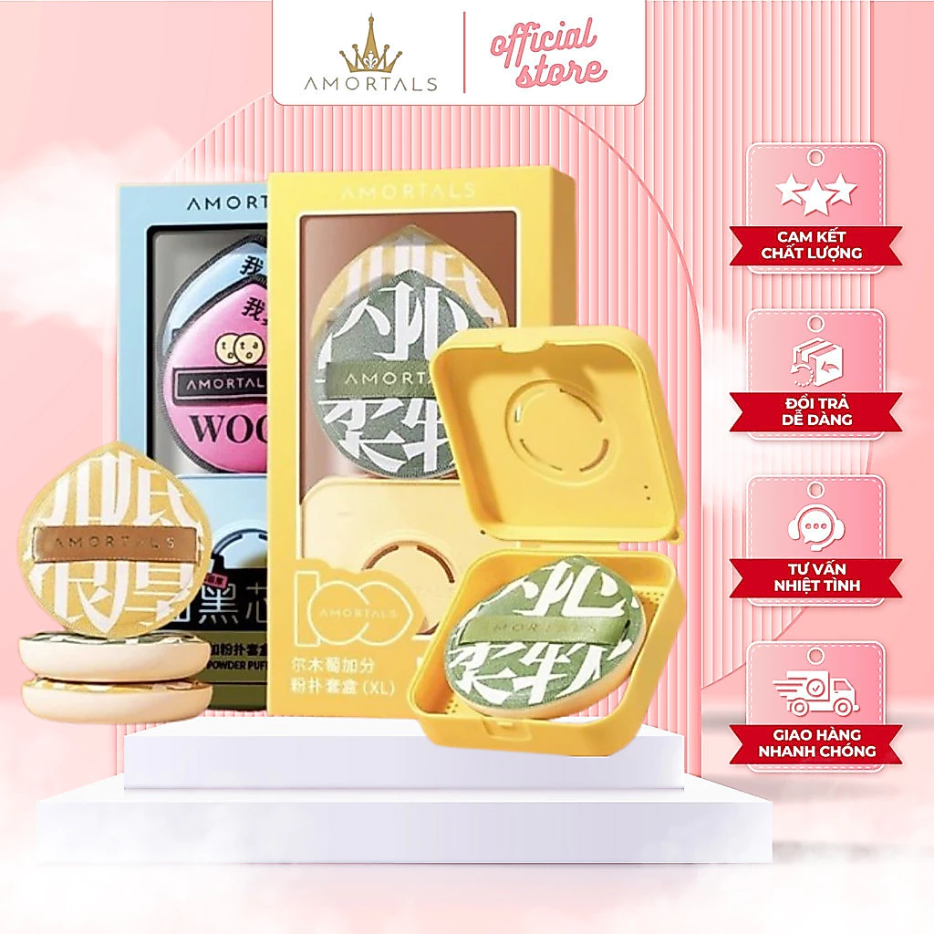 Bông Mút Trang Điểm AMORTALS Dễ Thương Chính Hãng Siêu Mềm Dễ Tán Kem Nền Cao Cấp