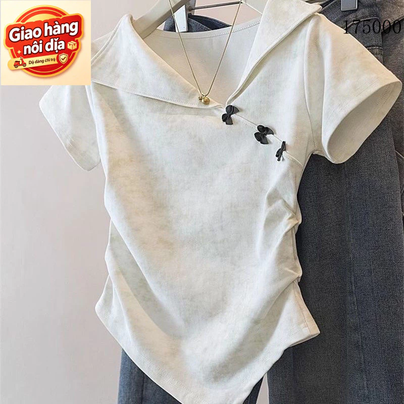 Giao hàng nội địa từ Việt Nam Giao hàng nội địa từ Việt Nam Tay ngắn có dây buộc ve áo sành điệu có thắt nơ không đều