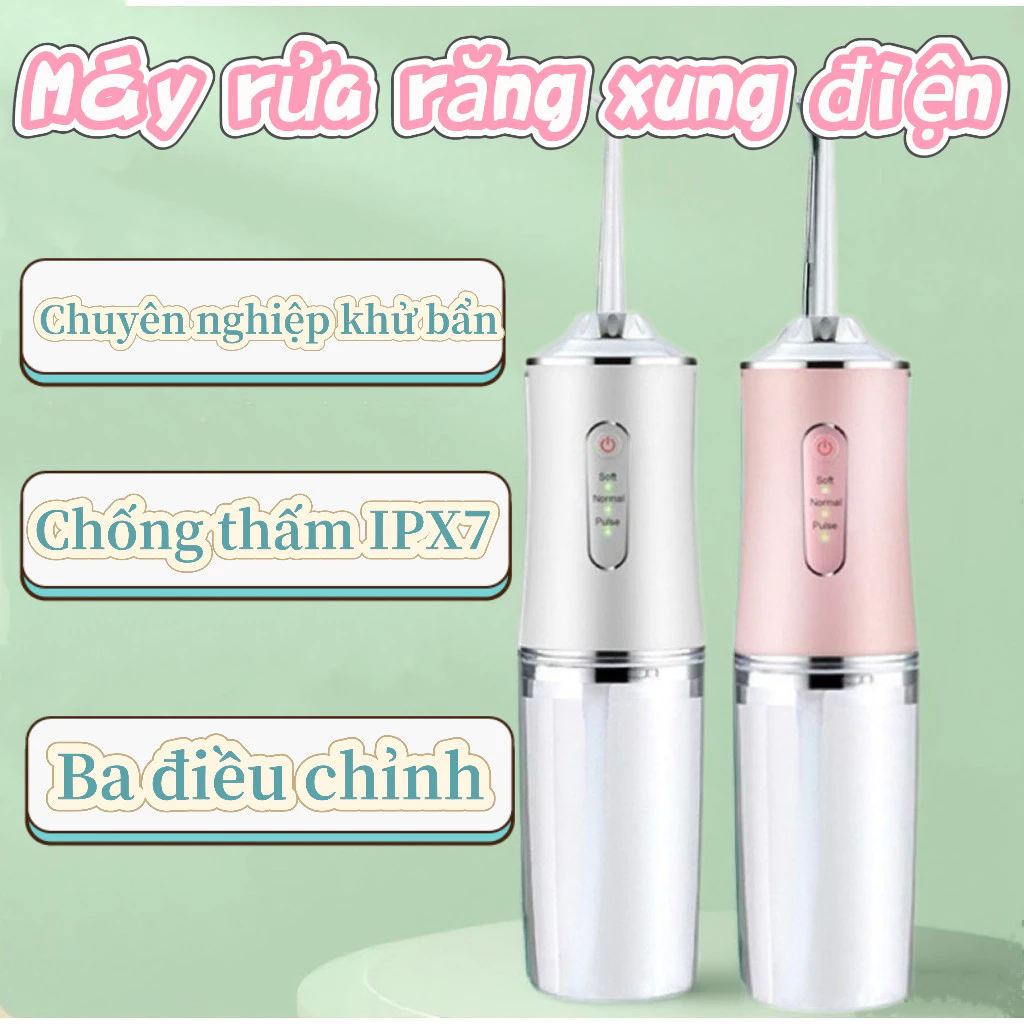 Máy tăm nước quốc tế, nha sĩ khuyên dùng, loại cao răng, 4 đầu phun, dung tích 220ml, cầm tay