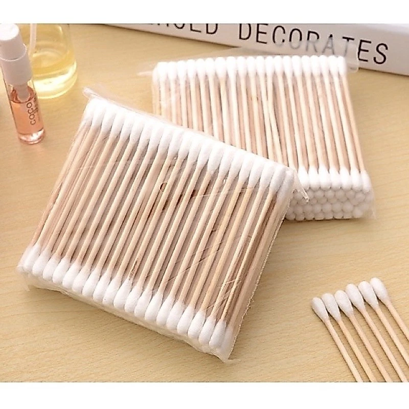 tăm bông cán gỗ tiệt trùng gói 80 chiếc nặn mụn dùng trong spa thẫm mỹ viện