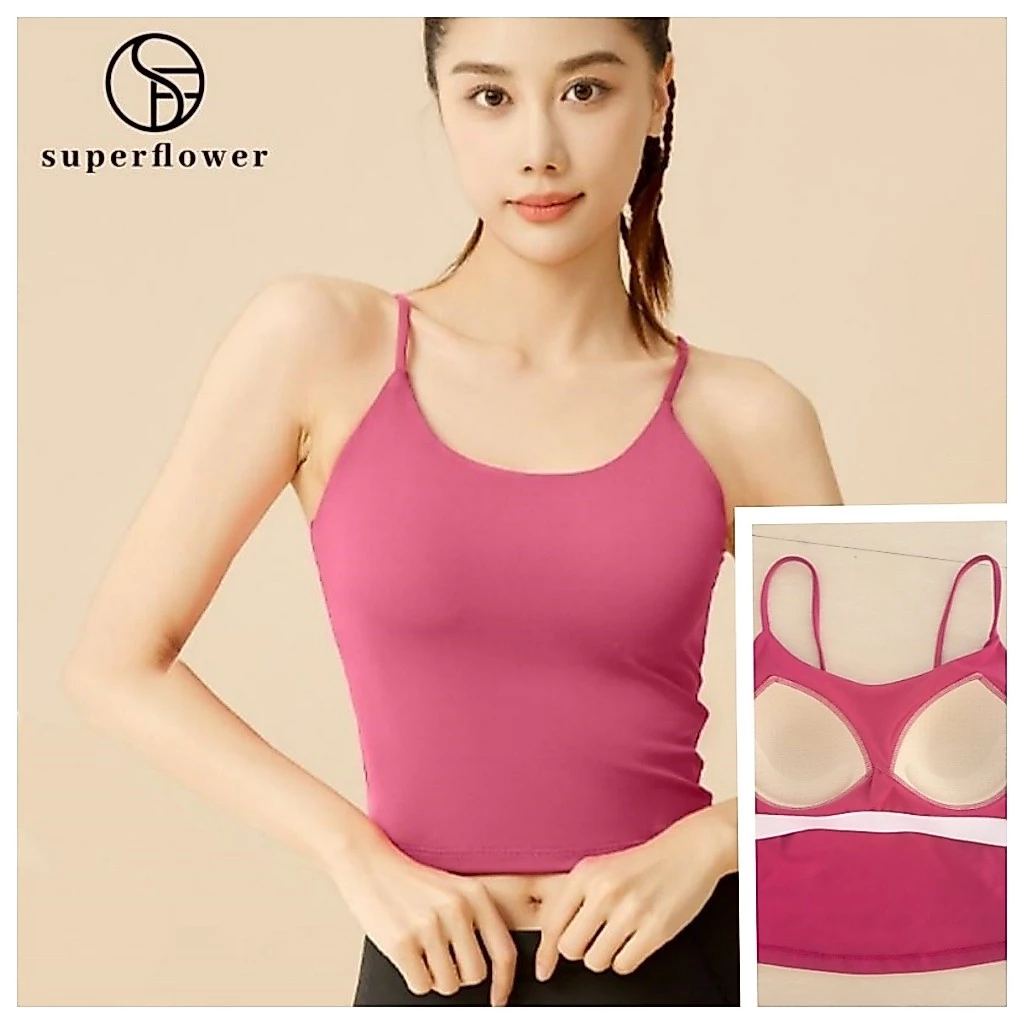 Áo Vest tập Yoga nữ SUPERFLOWER có miếng đệm ngực cố định Áo thể thao thoáng khí thoải mái