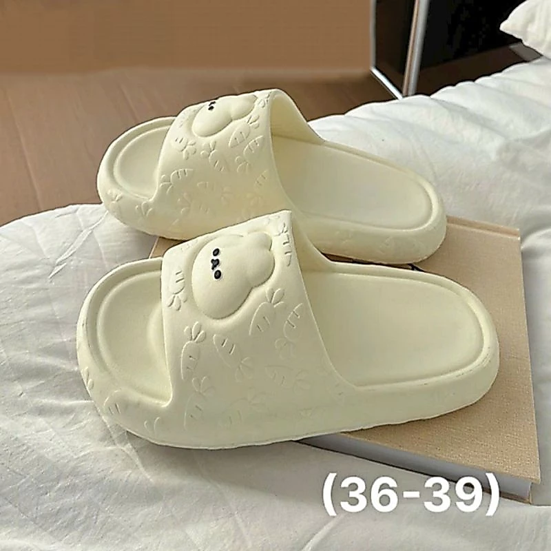 Dép Bánh Mì Nam Nữ Quai Ngang Hoạ Tiết Thỏ Nổi Xinh Cute