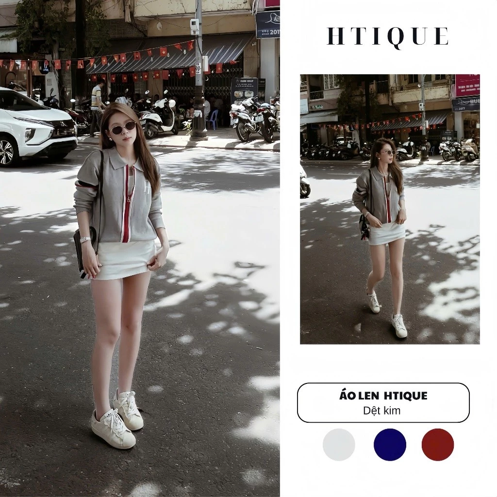(BST thu đông HTIQUE) Áo len dệt kim cao cấp phong cách đường phố, Áo len HTI khóa LA06
