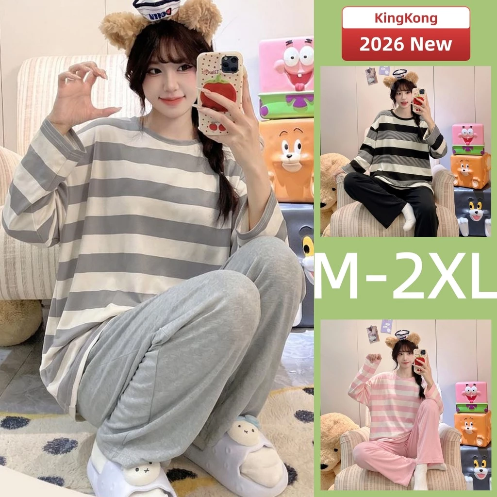 Sọc Bộ Đồ Ngủ Nữ Bộ Đồ Ngủ Mùa Thu Đông Tay Dài Đồ Ngủ Người Phụ Nữ Rời Mặc Nhà Dễ Thương Phiên Bản Hàn Quốc Mặc Ban Đêm