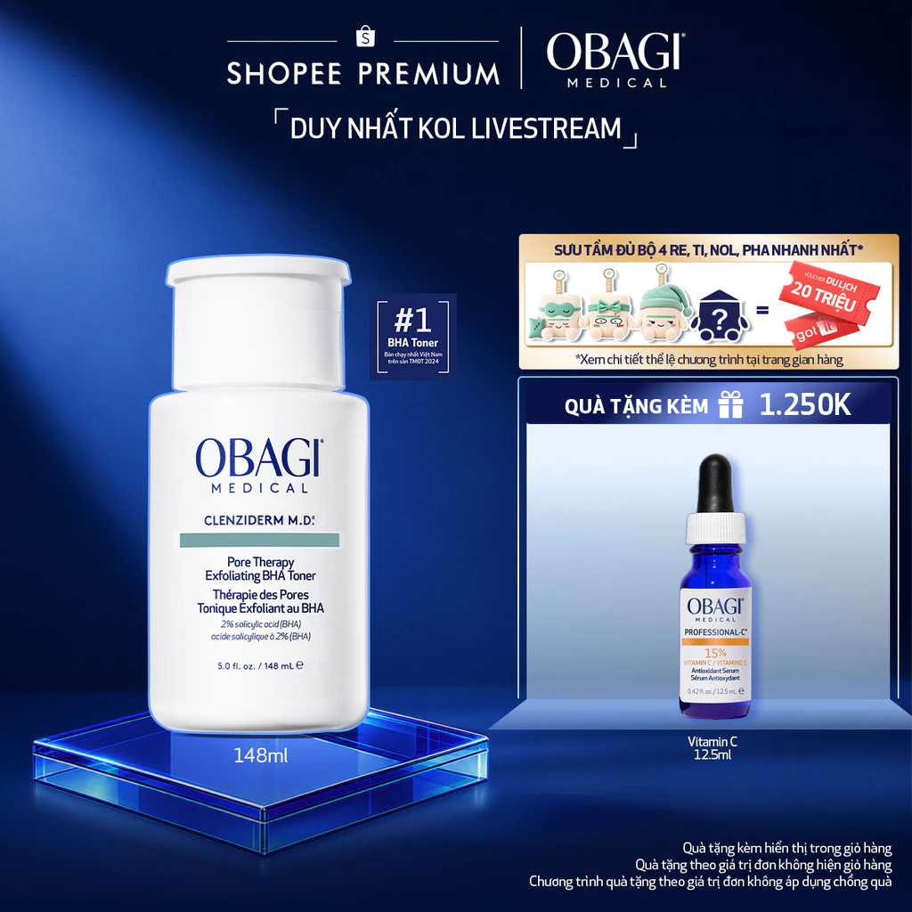[Hannah x Obagi] Toner BHA giảm mụn Obagi Medical Clenziderm M.D. Pore Therapy Exfoliating BHA 148ml