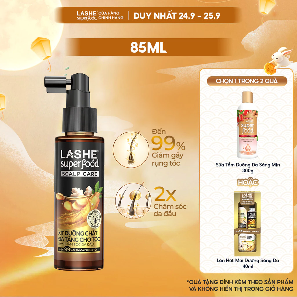 [MỚI RA MẮT] Xịt Dưỡng Chất Đa Tầng Cho Tóc Lashe Superfood Scalp Care 85ml Ngăn Gãy Rụng