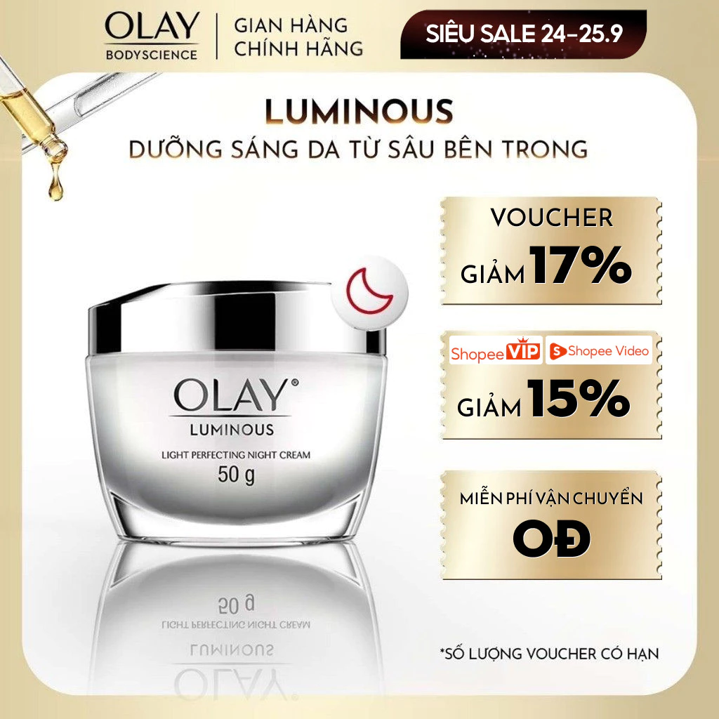 [Olay LIVEstream] Kem Dưỡng Da Ban Đêm OLAY Luminous Sáng da 50g