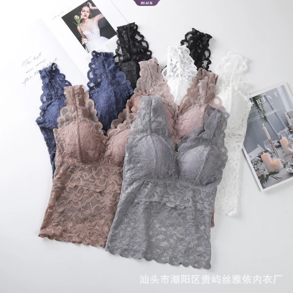 Dây Đeo Vai Dài Rộng Ren Đẹp Lưng Quấn Ngực Ống Top Chống chói Đáy Có Miếng Lót Ngực Không Vòng Thép Quần Lót Camisole
