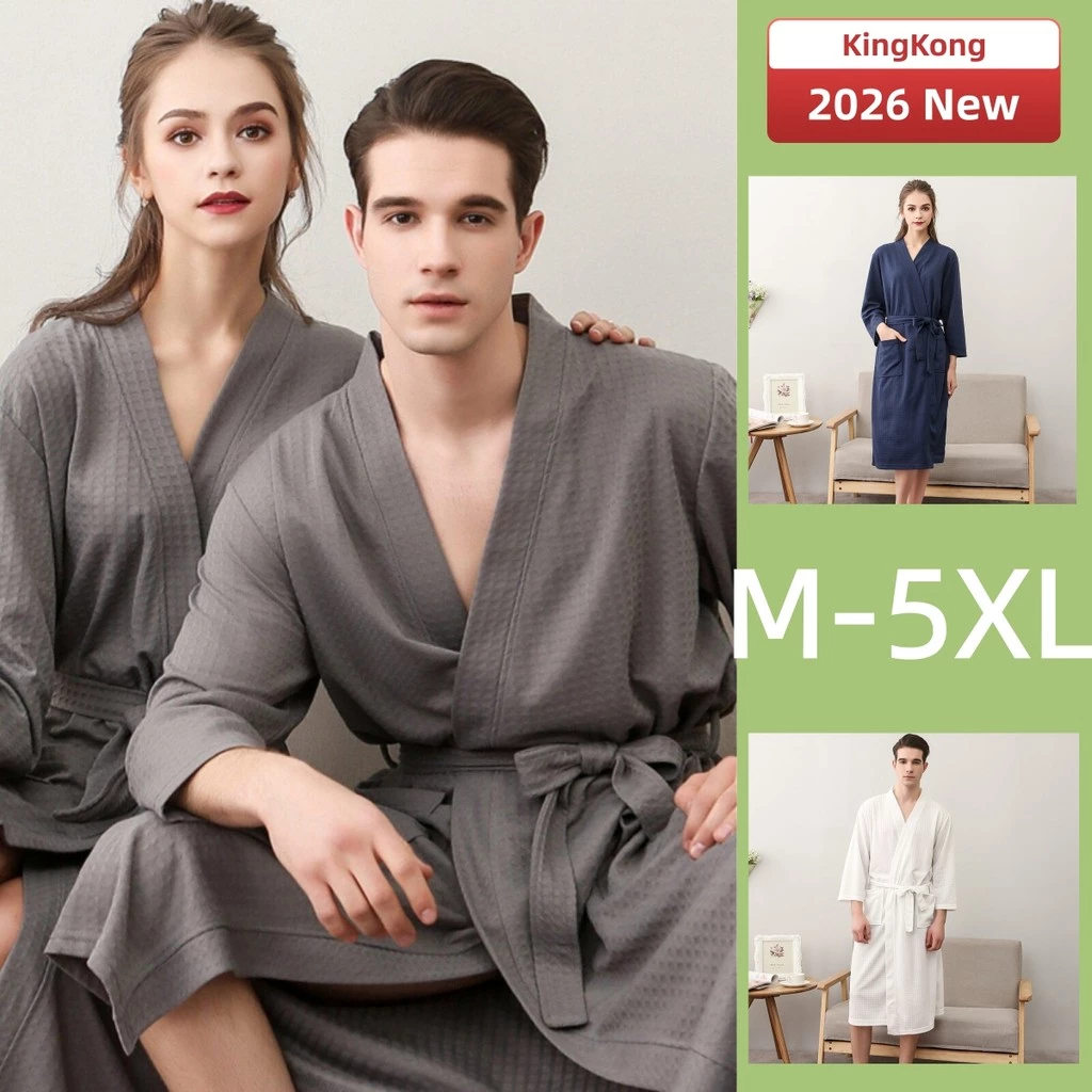 M-5XL Áo choàng cặp đôi Bộ đồ ngủ nam nữ Tất cả các mùa Bộ đồ ngủ dài tay Thiết kế dây đeo Đồ ngủ Người phụ nữ cỡ lớn Mặc ban đêm unisex Mặc ở nhà Áo choàng tắm