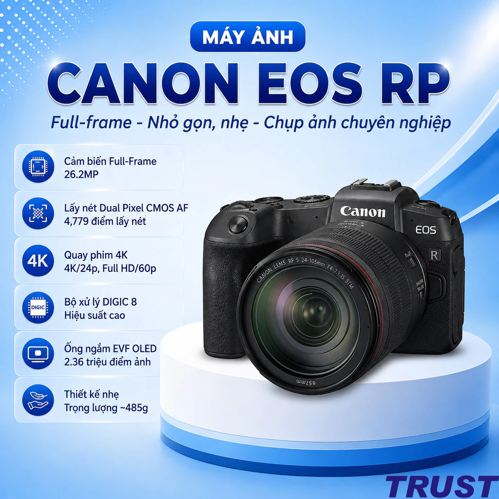 Canon EOS RP Body Chính Hãng | Full Frame Mirrorless 26.2MP Quay 4K- Bảo hành 24 tháng