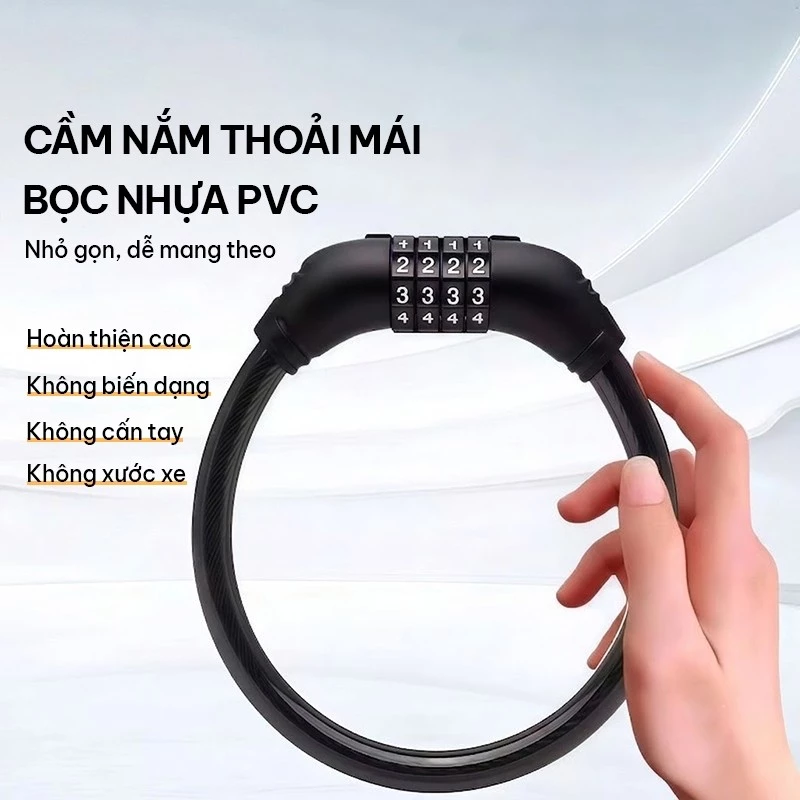 Ổ Khóa Dây Thép Mật Mã 4 Số Mật Khẩu Chống Trộm Xe Đạp An Toàn Tiện Lợi Đổi Được Mật Khẩu Dễ Sử Dụng