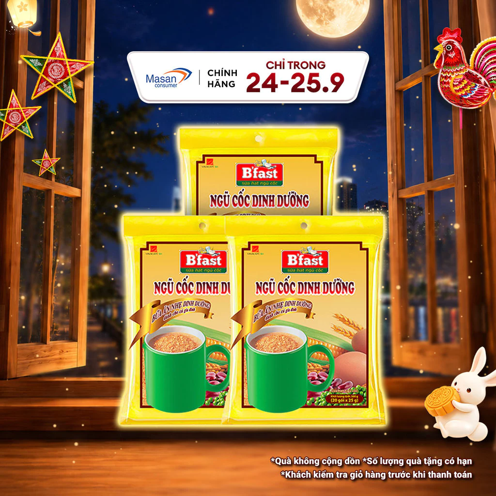 Combo 3 Túi Sữa Hạt Ngũ Cốc B'Fast - Túi 20 Gói x 25g