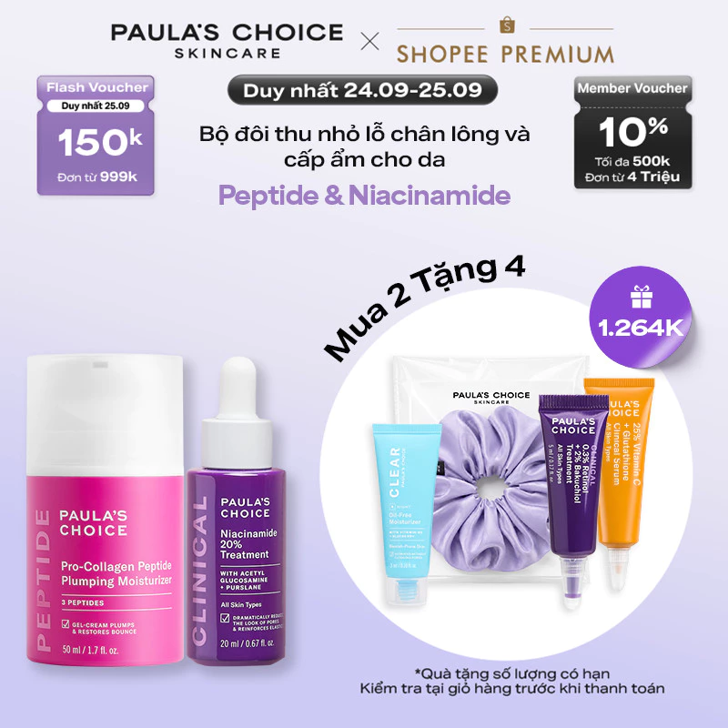 Bộ đôi se khít lỗ chân lông và cấp ẩm Paula's Choice Pro-collagen và Niacinamide 20% 1510-8030