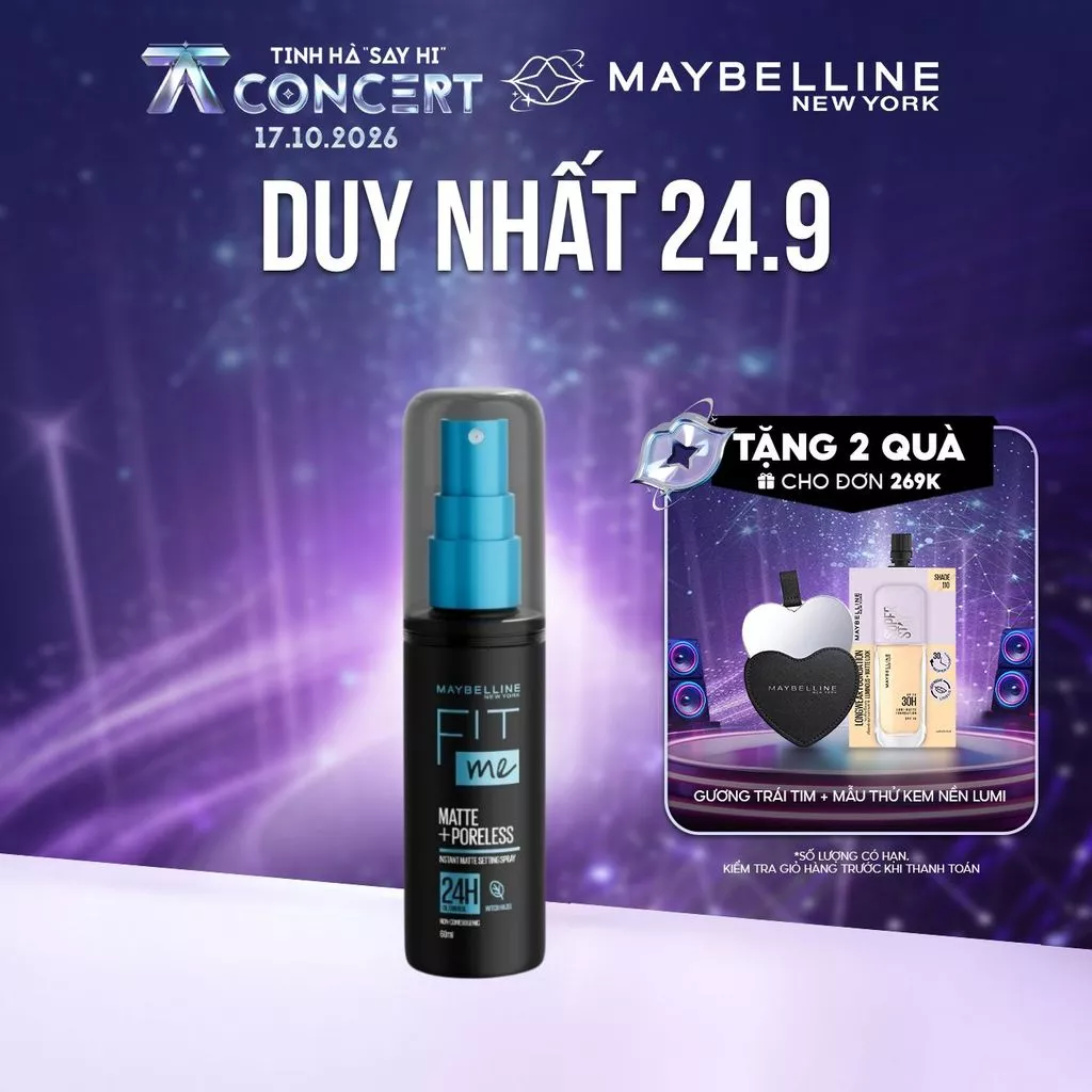 Xịt cố định lớp trang điểm FIT ME MATTE+PORELESS INSTANT MATTE SETTING SPRAY MAYBELLINE NEW YORK