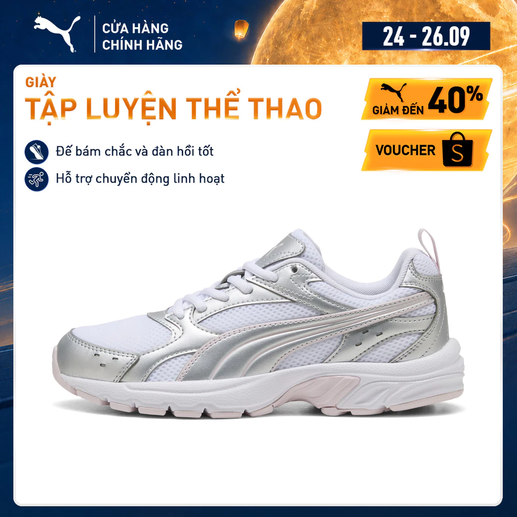 Giày Thể Thao PUMA Unisex Milenio Tech LT White-Silver-Powder Pink Màu Trắng