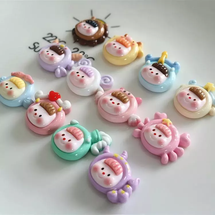 [Tặng kèm keo dán] Phụ kiện tự làm kẹp tóc dây thun DIY Charm nhựa hoa động vật mini trang trí  Phụ kiện thời trang