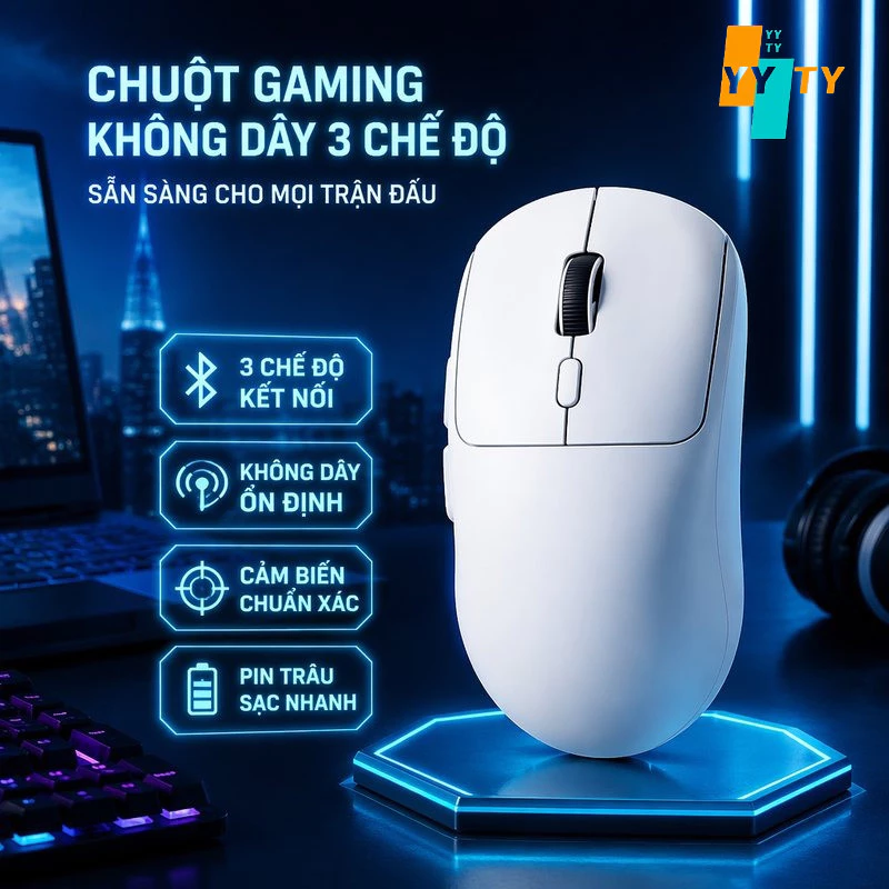 Chuột Bluetooth Không Dây độ Nhạy Cao Hỗ Trợ Chuyển đổi 3 Kết Nối Chế độ - Chuột chơi game có thể sạc lại