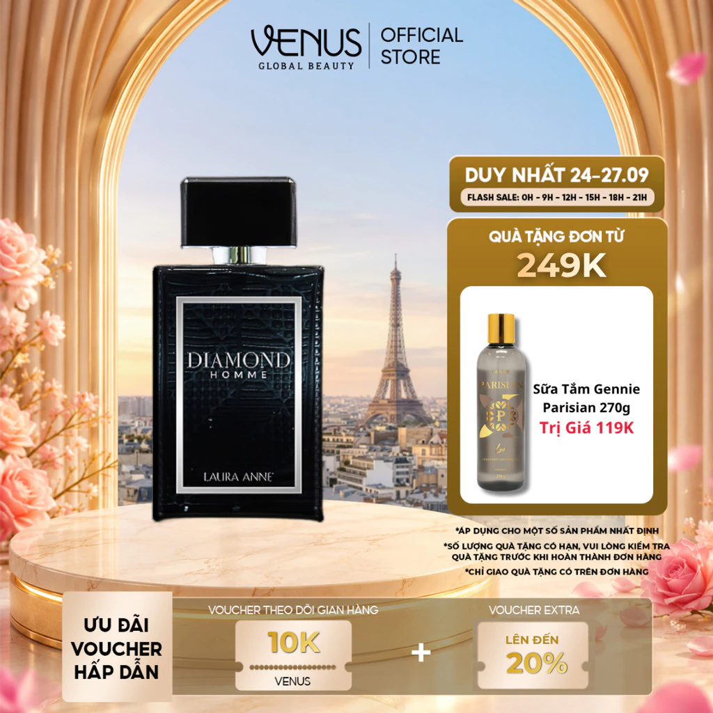 [MUA LÀ CÓ QUÀ] Nước Hoa Nam Diamond Homme Black Hương Thơm Nam Tính, Sang Trọng 45ml