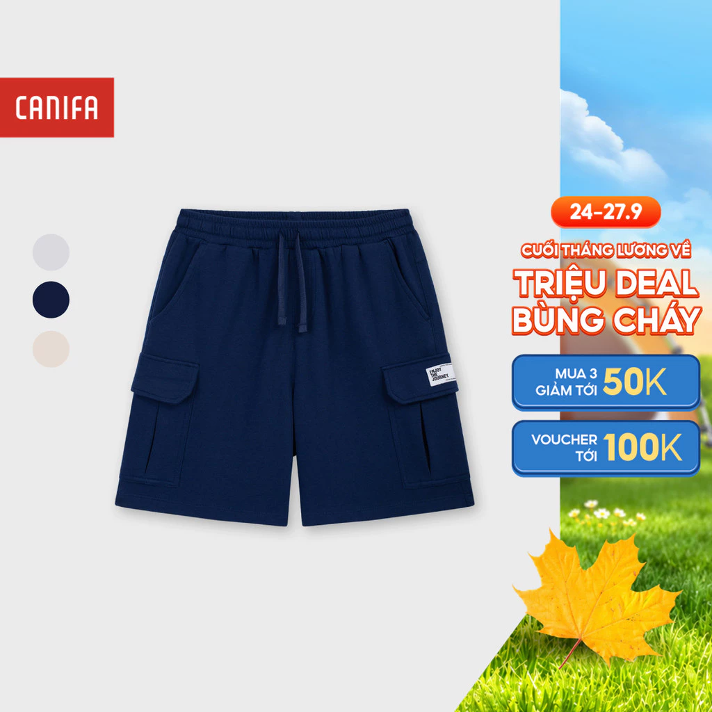 Quần short bé trai thời trang hiện đại năng động túi hộp dáng rộng CANIFA 2BS26C004