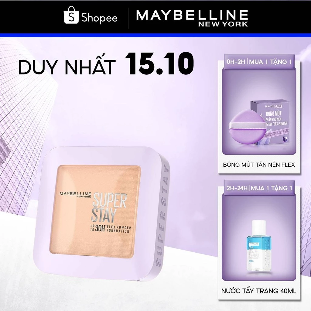 Phấn Phủ Nền Linh Hoạt SuperStay 30H Flex Powder Che Phủ Mịn Lâu Trôi Kiềm Dầu Maybelline New York 9G