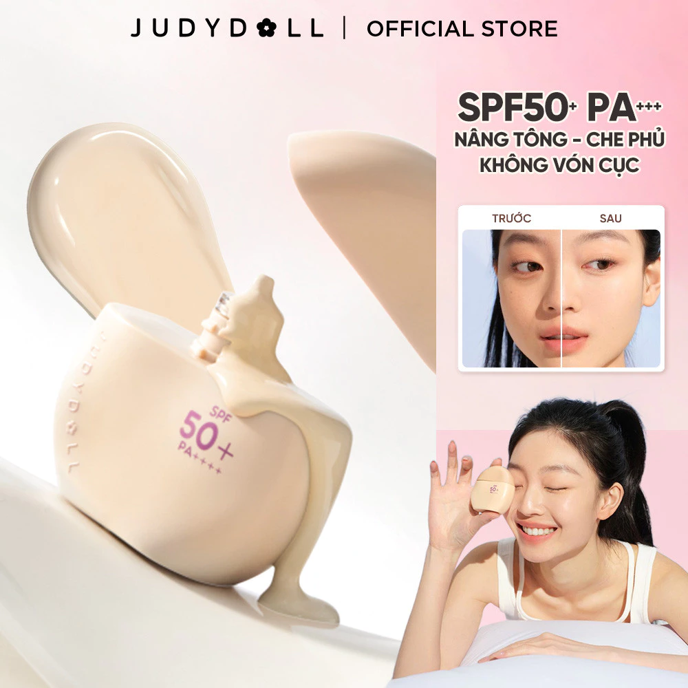 Kem Chống Nắng Trang Điểm JUDYDOLL Sun Defense Tinted Moisturizer Kem lót Dưỡng Ẩm Che Khuyết Điểm Chống Nước SPF50+ PA+++ 40g